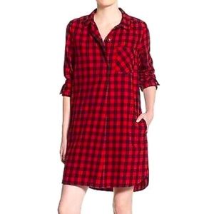 Madewell Flannel Latitude Shirtdress Buffalo Check